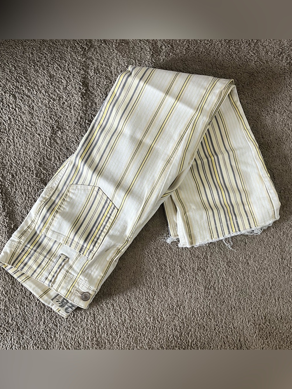 Free people Striped low rise stretch cropped jeans pants - Picture 2 of 6